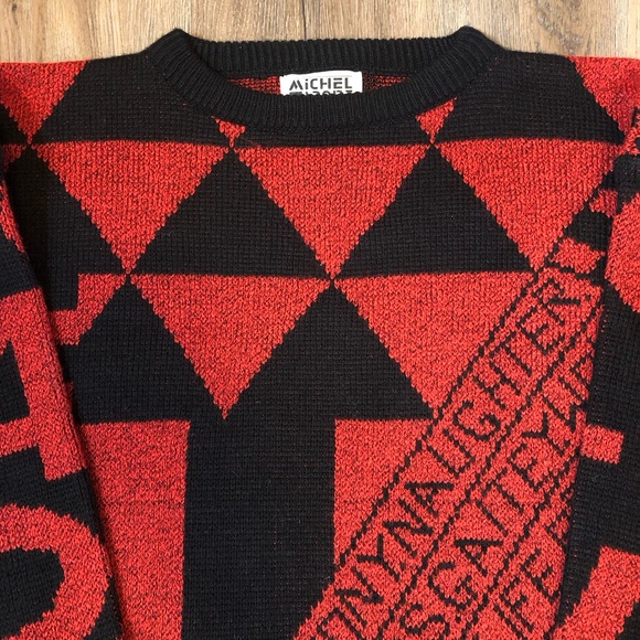 Vintage Abstract Geometric/Happiness Knit Sweater - Picture 3 of 17